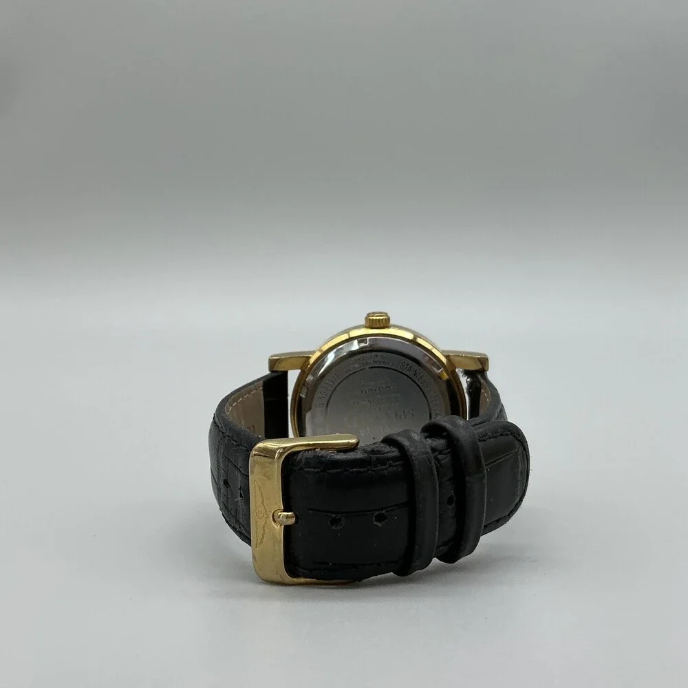 Invicta Specialty Trinity Mens Watch 42mm Gold Tone 13971 Leather New Battery
